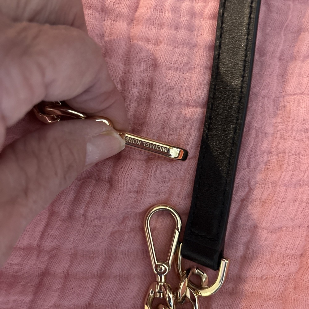 52" Michael Kors Gold / Black Leather Handbag Shoulder Crossbody Handbag Strap - Picture 3 of 7